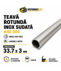 Teava rotunda inox sudata AISI 304, 33.7 x 3 mm, 6 metri